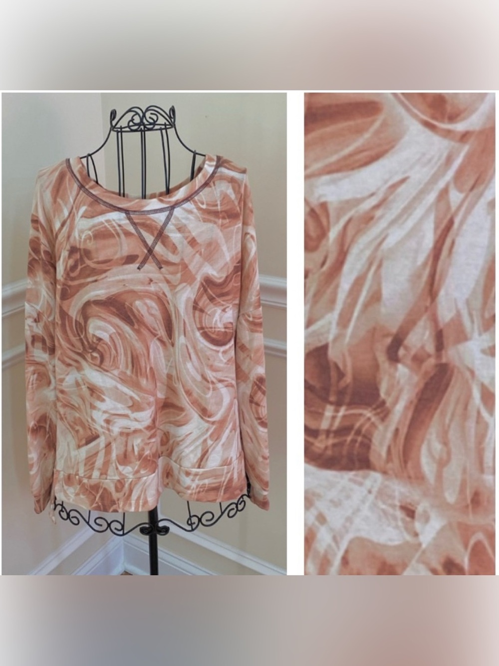White Birch Blush Tie Dye Swirl Lightweight Sweatshirt